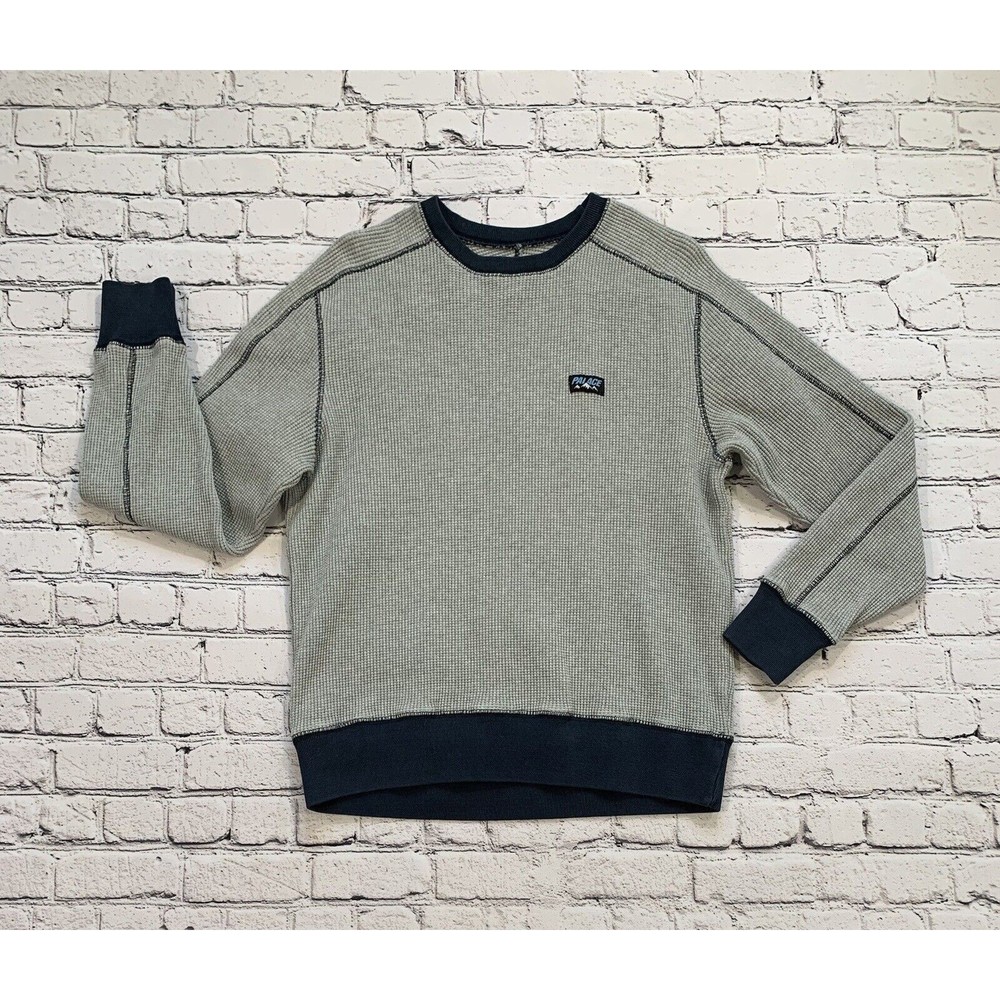 Palace Skateboards Waffle On 400G Crew Size L Long Sleeve Light Gray Embroidered